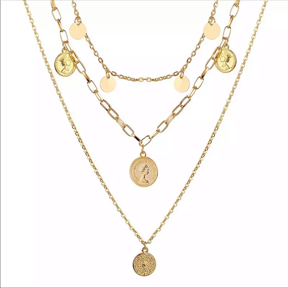 Three in one gold necklace
